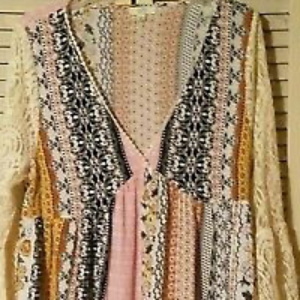 KORI SIZE L MULTI-COLOR IVORY LACE SLEEVES  DRESS